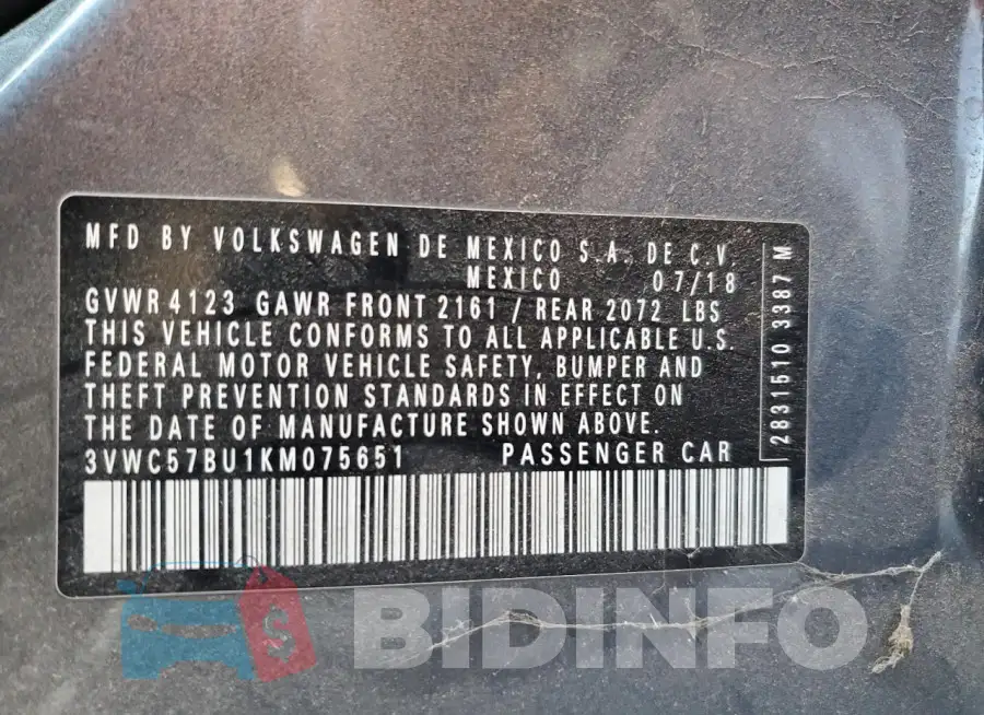 3VWC57BU1KM075651 Photo# 12