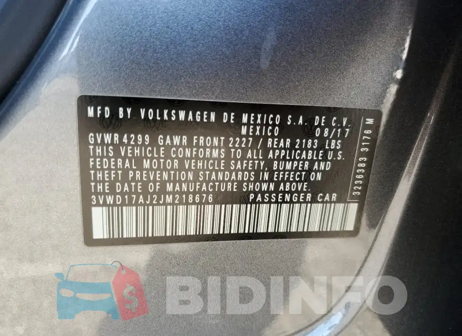 3VWD17AJ2JM218676 Photo# 12