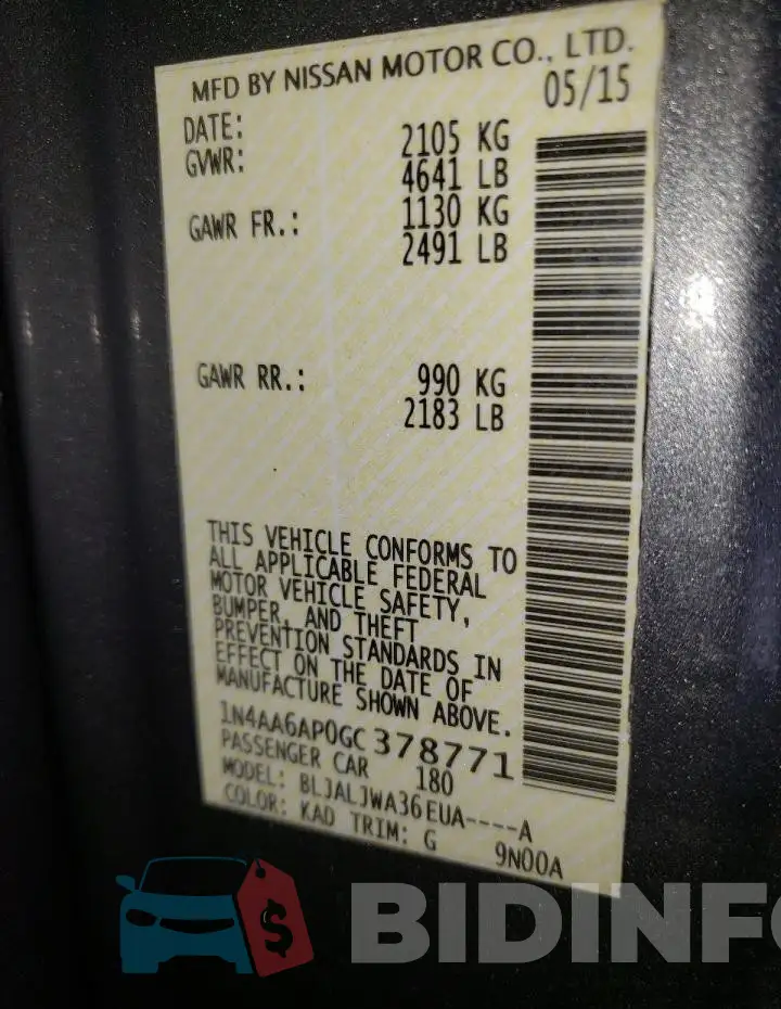 1N4AA6AP0GC378771 Photo# 12