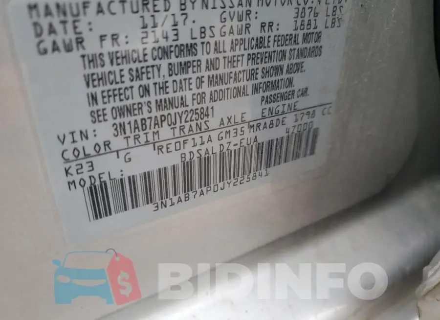 3N1AB7AP0JY225841 Photo# 13