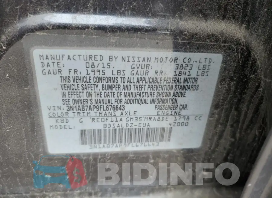 3N1AB7AP9FL676643 Photo# 12