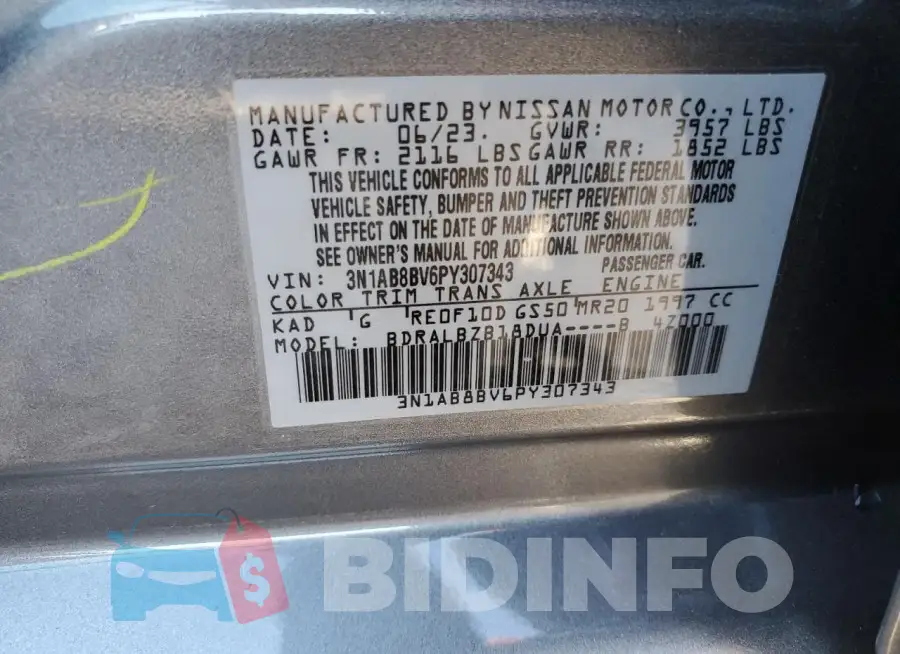 3N1AB8BV6PY307343 Photo# 12