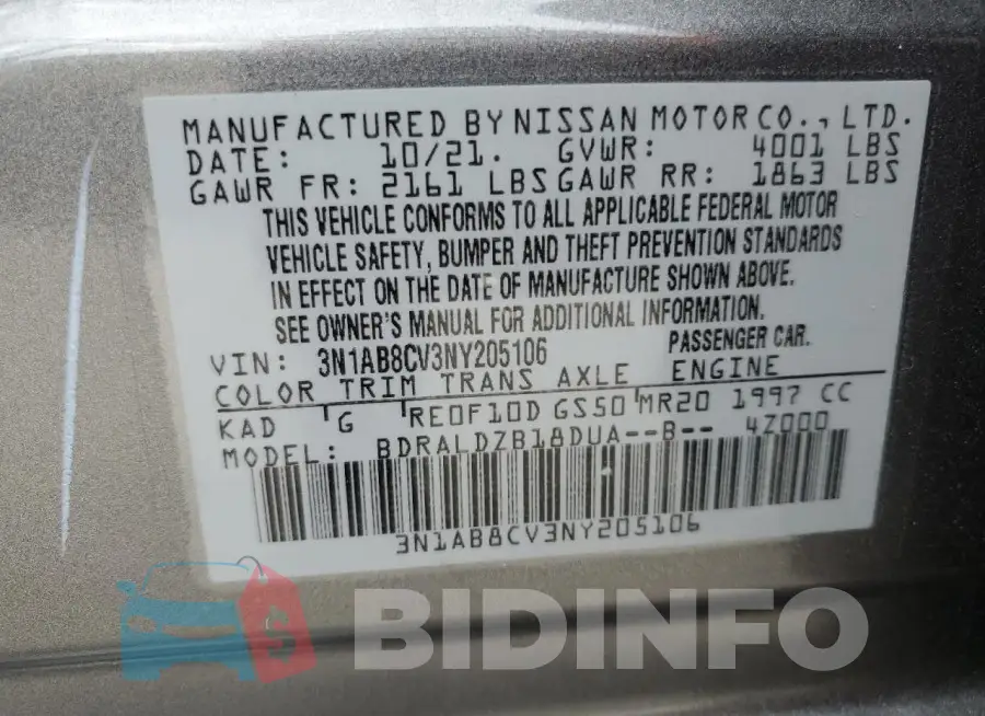 3N1AB8CV3NY205106 Photo# 12