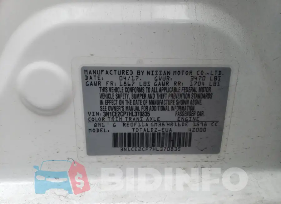 3N1CE2CP7HL370835 Photo# 12