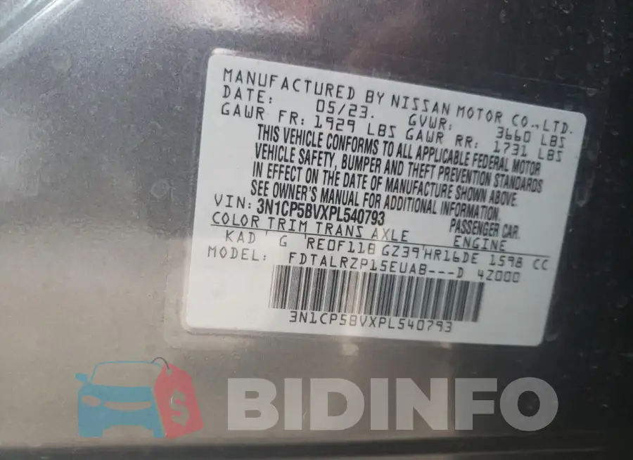 3N1CP5BVXPL540793 Photo# 13