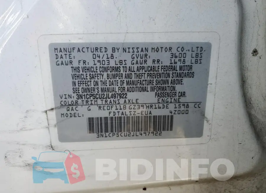 3N1CP5CU2JL497922 Photo# 13