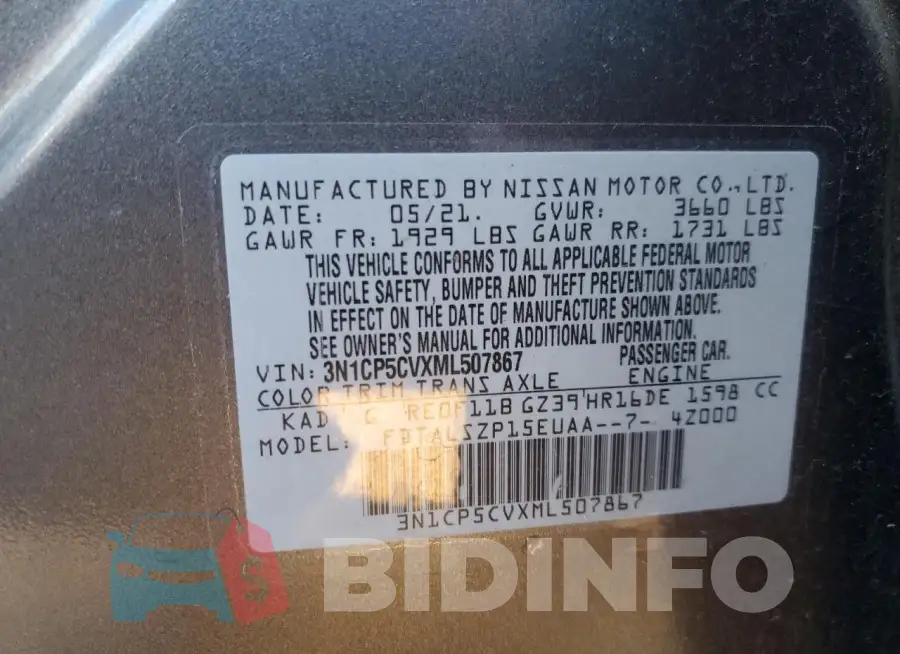3N1CP5CVXML507867 Photo# 14