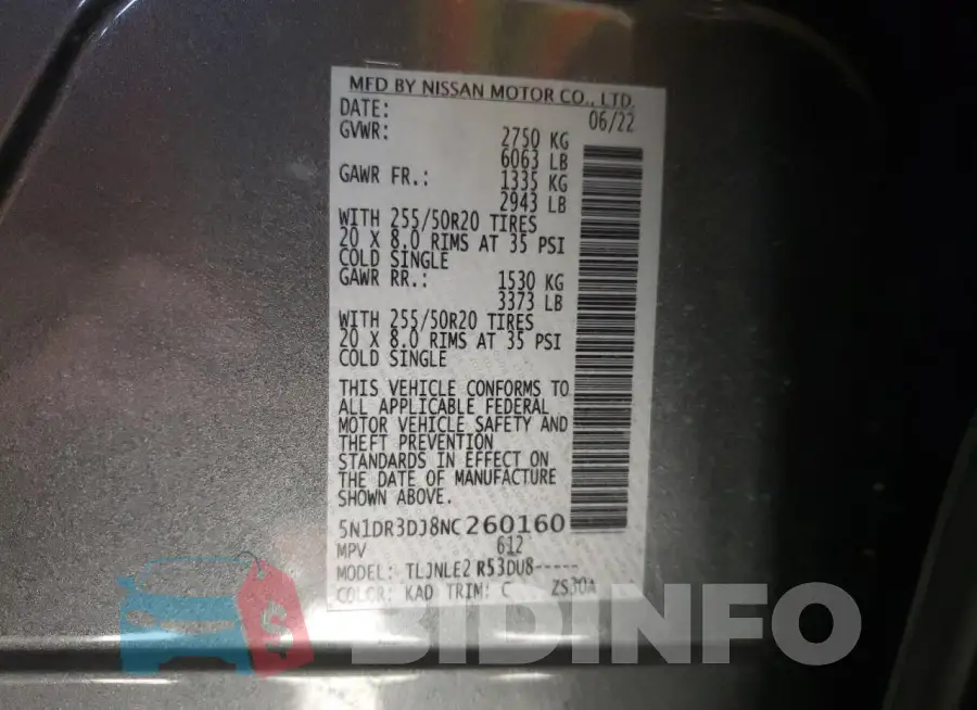 5N1DR3DJ8NC260160 Photo# 13