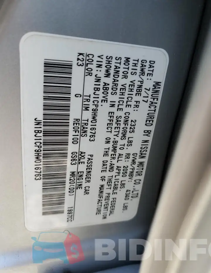 JN1BJ1CP9HW016763 Photo# 12