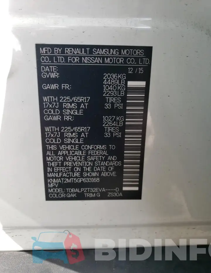 KNMAT2MT5GP633168 Photo# 13