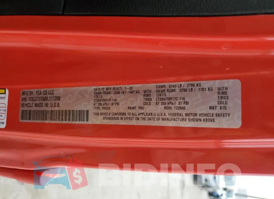 1C6JJTEG6NL111206 Photo# 13