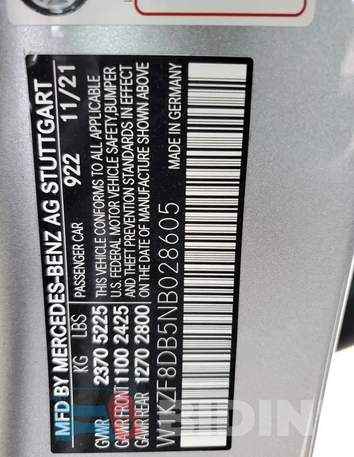 W1KZF8DB5NB028605 Photo# 12