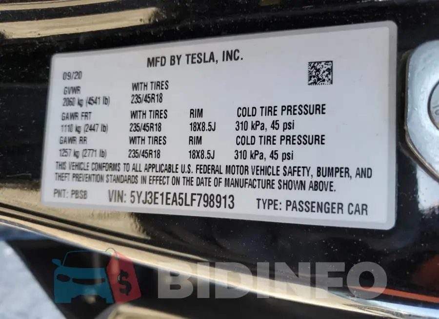 5YJ3E1EA5LF798913 Photo# 12