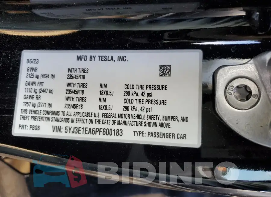 5YJ3E1EA6PF600183 Photo# 12