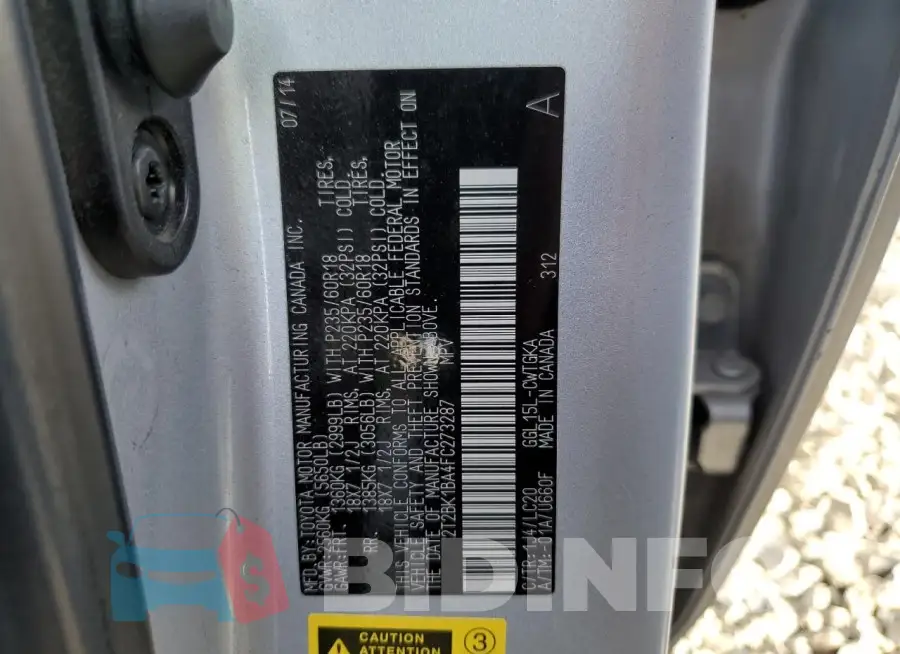 2T2BK1BA4FC273287 Photo# 12