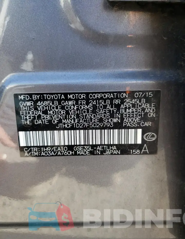 JTHCF1D27F5029793 Photo# 12