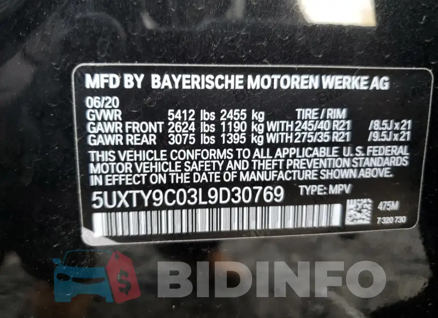 5UXTY9C03L9D30769 Photo# 13