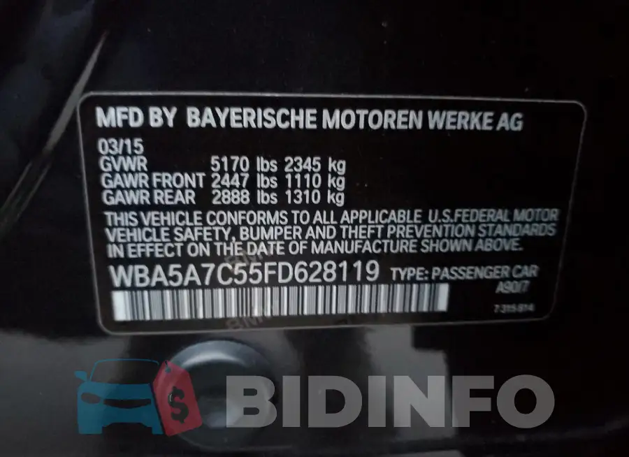 WBA5A7C55FD628119 Photo# 12
