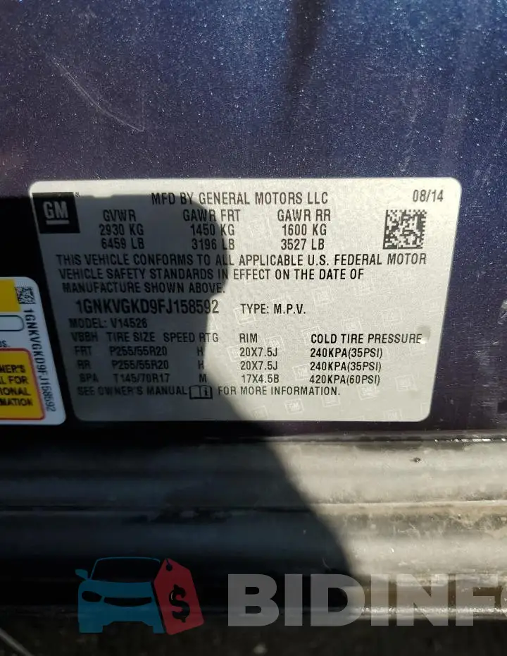 1GNKVGKD9FJ158592 Photo# 13