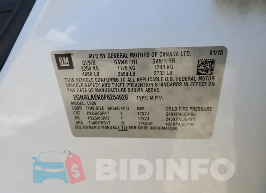 2GNALAEK6F6254928 Photo# 12