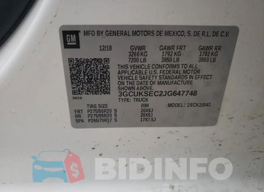 3GCUKSEC2JG647748 Photo# 12