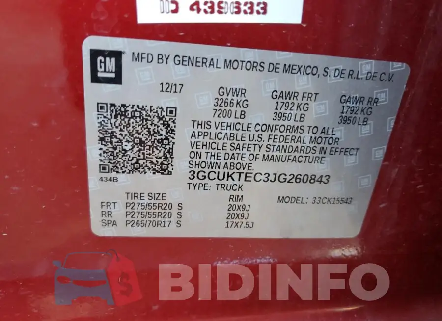 3GCUKTEC3JG260843 Photo# 12