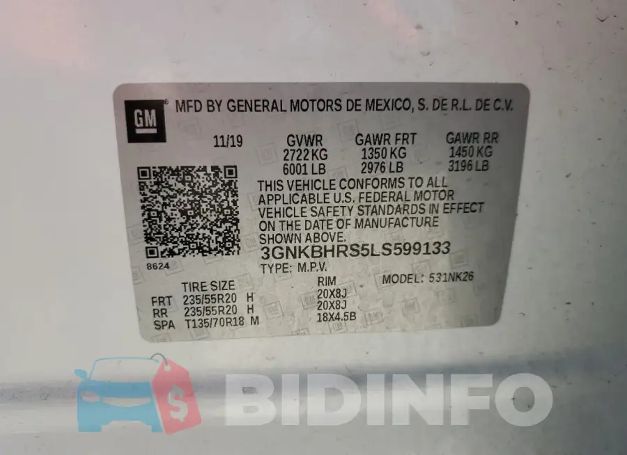 3GNKBHRS5LS599133 Photo# 14