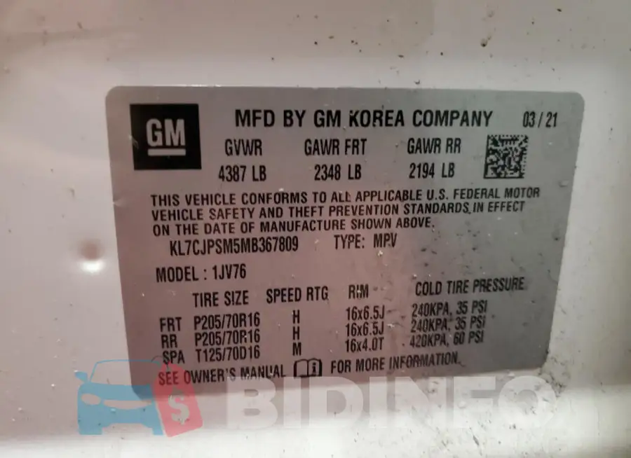 KL7CJPSM5MB367809 Photo# 14
