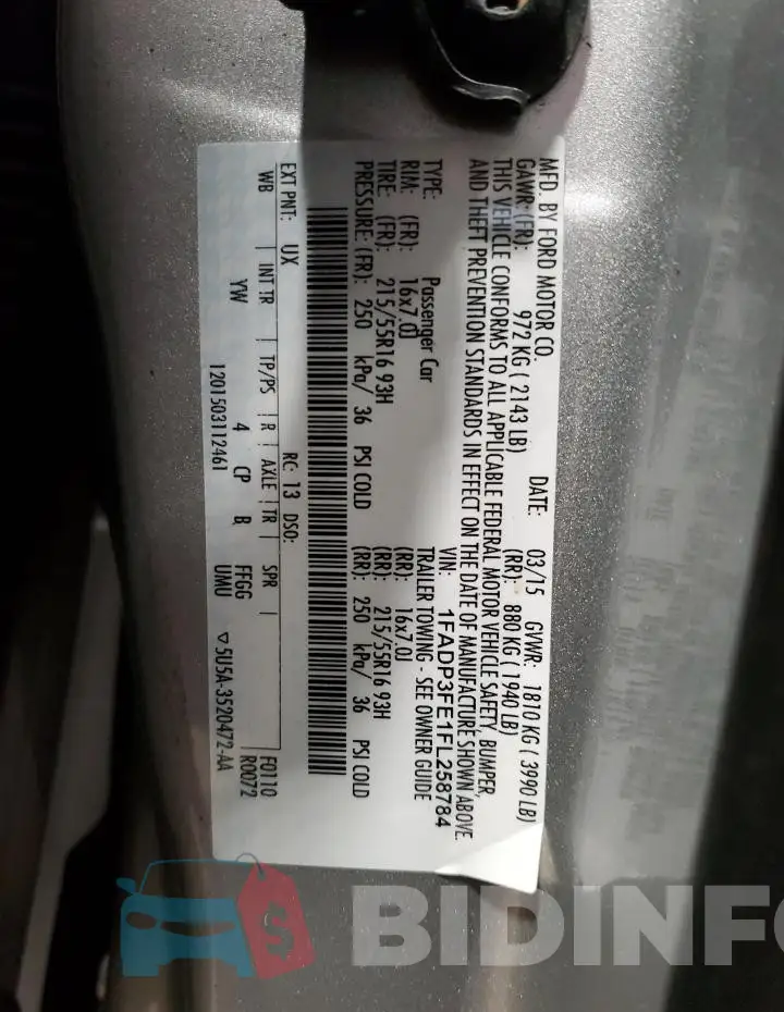 1FADP3FE1FL258784 Photo# 13