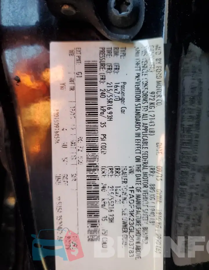 1FADP3K23GL203783 Photo# 12