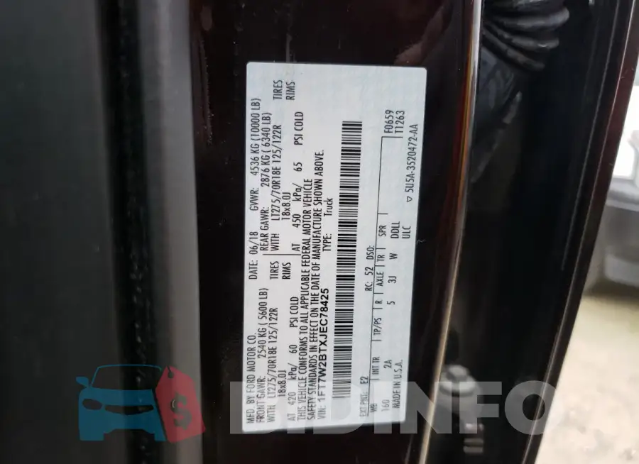 1FT7W2BTXJEC78425 Photo# 12