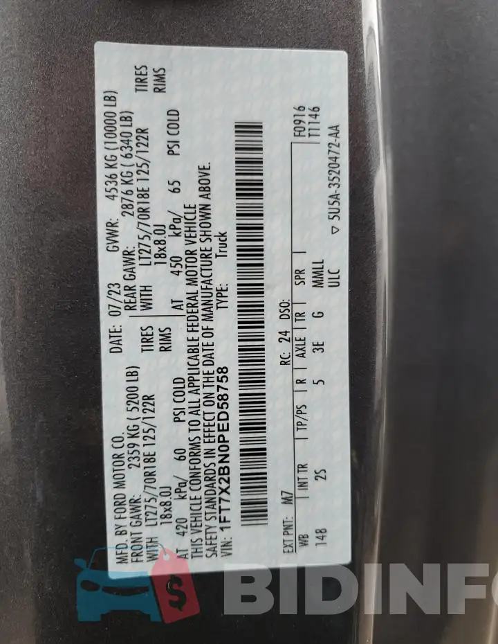 1FT7X2BN0PED58758 Photo# 12