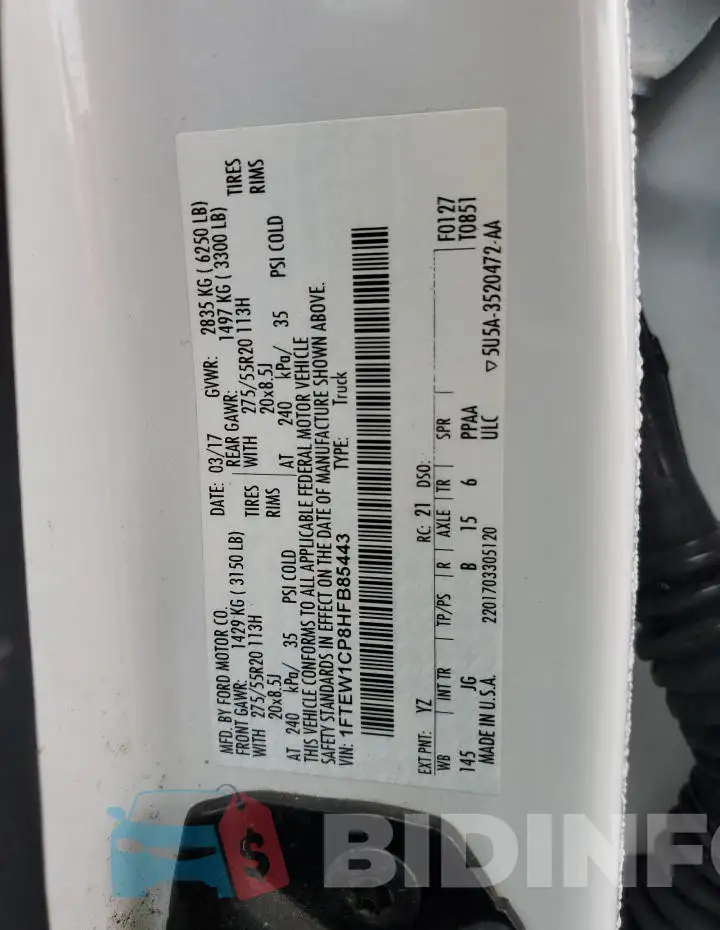 1FTEW1CP8HFB85443 Photo# 12