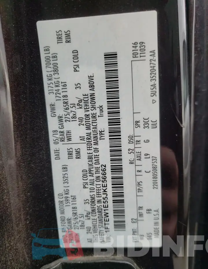 1FTEW1E55JKE56662 Photo# 12