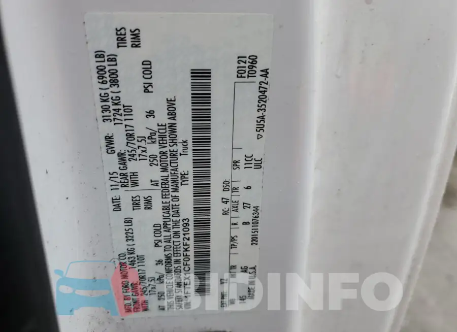 1FTEX1CF0FKF21093 Photo# 12