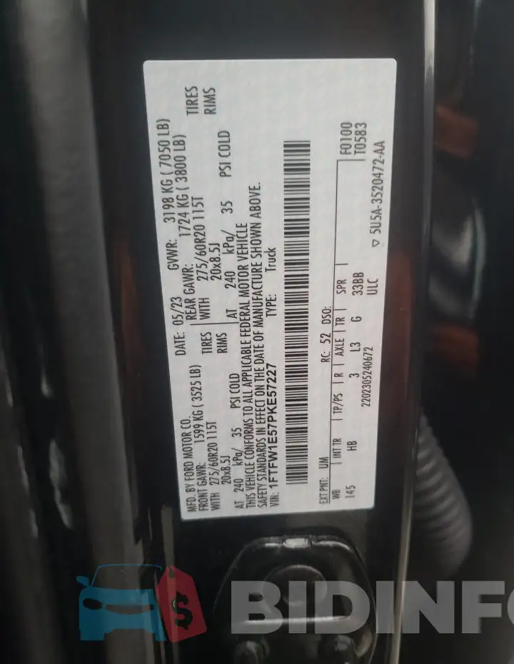1FTFW1E57PKE57227 Photo# 12
