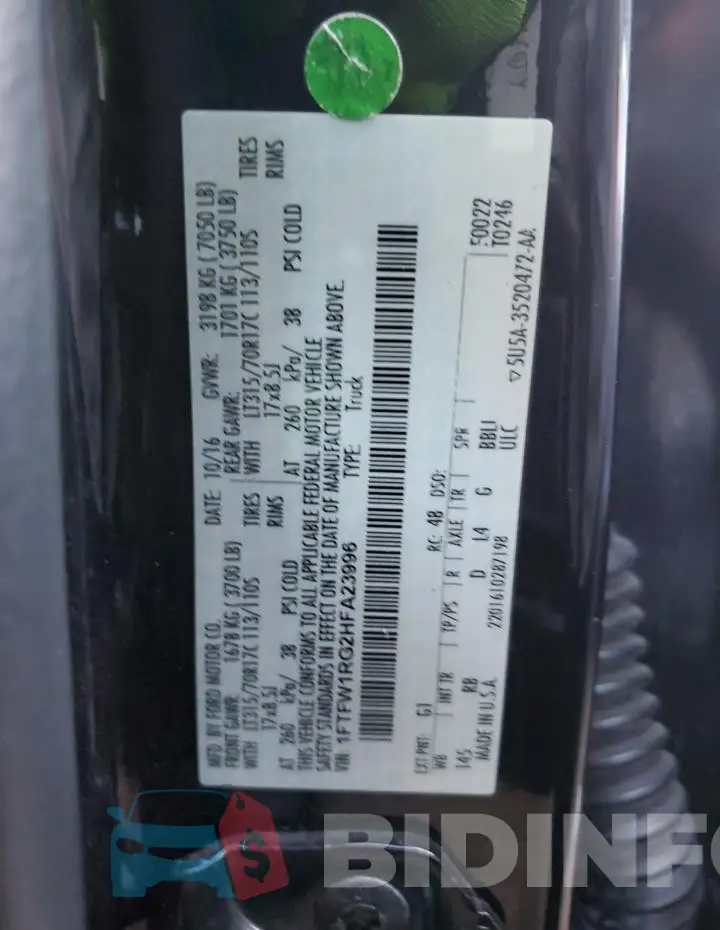 1FTFW1RG2HFA23996 Photo# 12