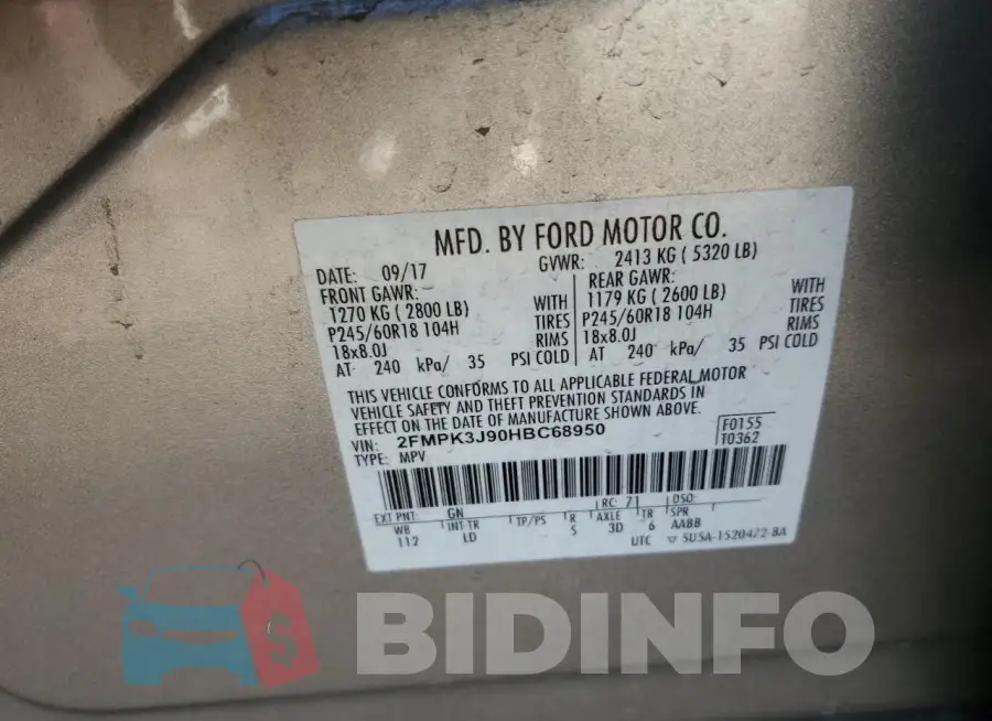 2FMPK3J90HBC68950 Photo# 12
