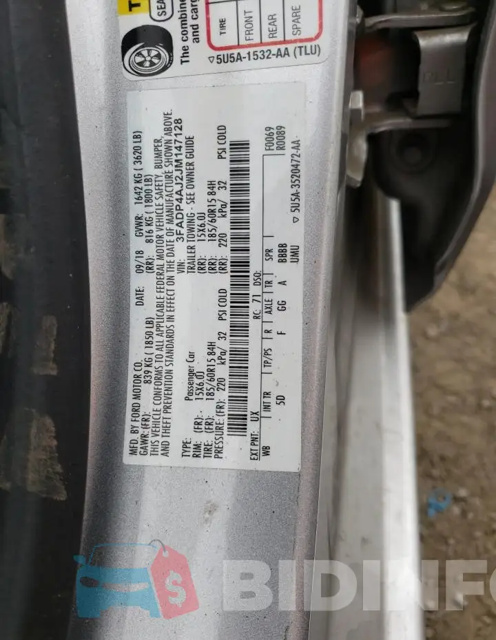 3FADP4AJ2JM147128 Photo# 13
