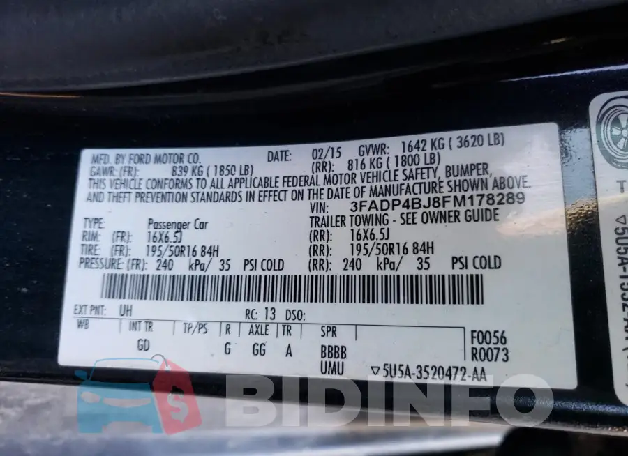 3FADP4BJ8FM178289 Photo# 13
