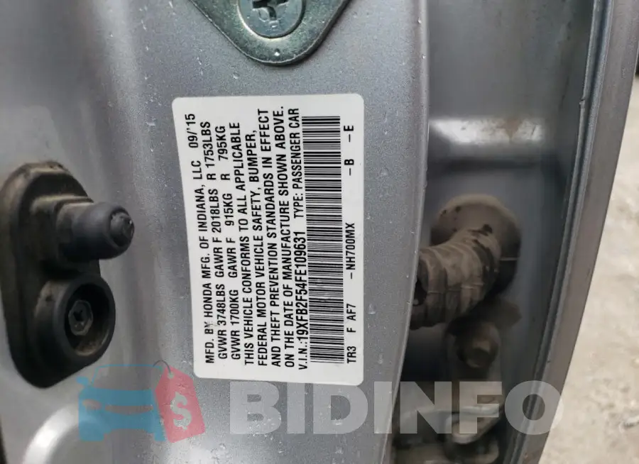 19XFB2F54FE109631 Photo# 12
