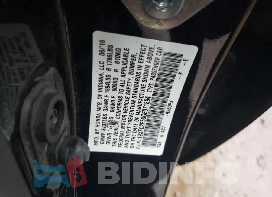 19XFC2F50GE071894 Photo# 12