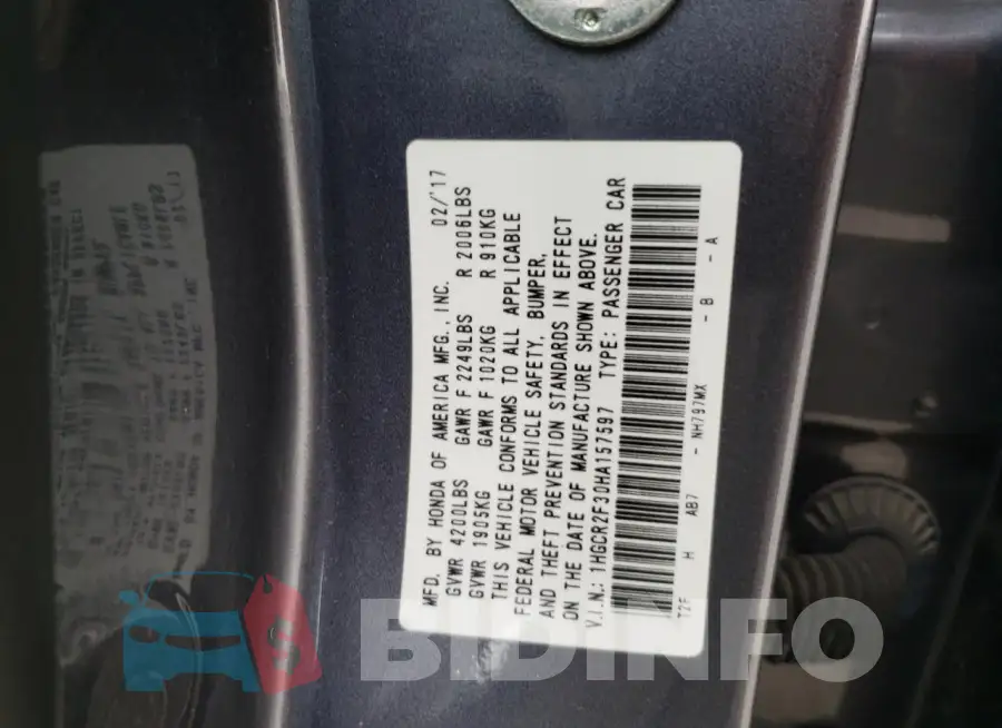 1HGCR2F30HA157597 Photo# 12