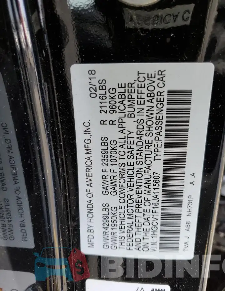 1HGCV1F16JA115607 Photo# 12