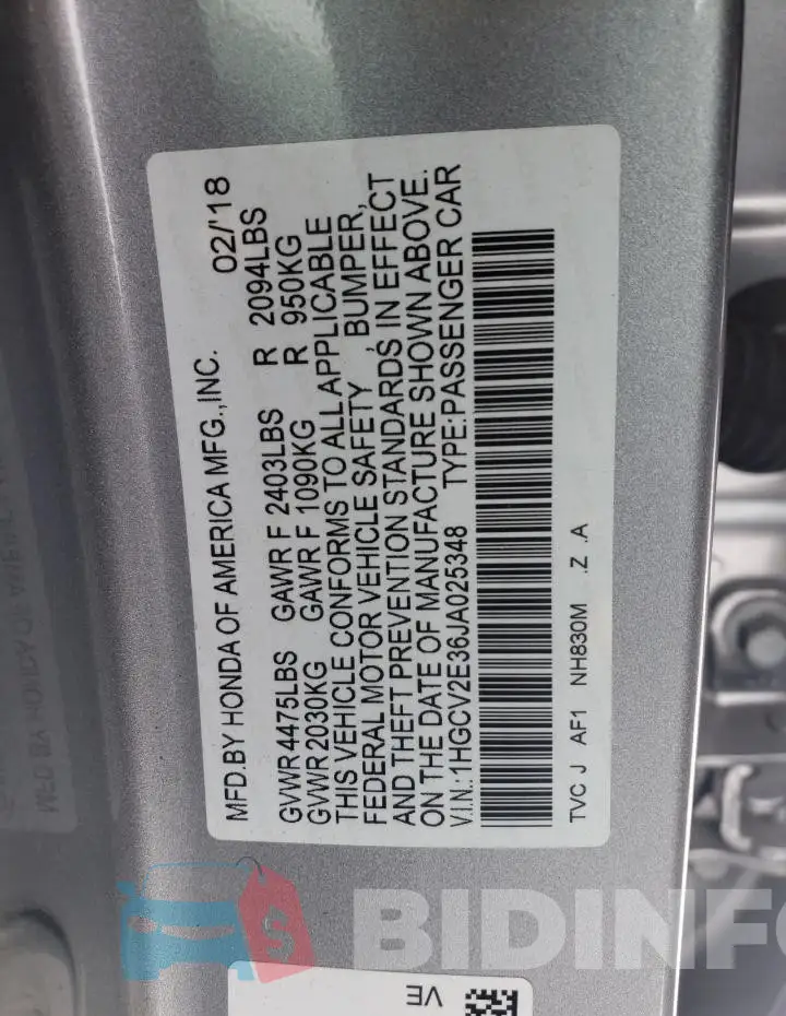 1HGCV2E36JA025348 Photo# 12
