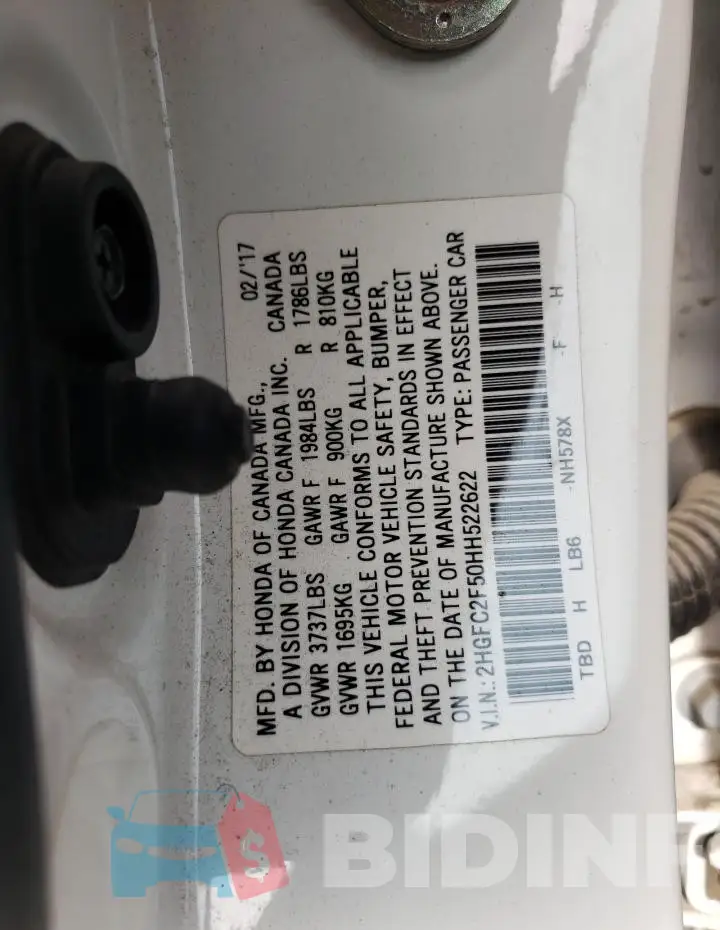 2HGFC2F50HH522622 Photo# 12