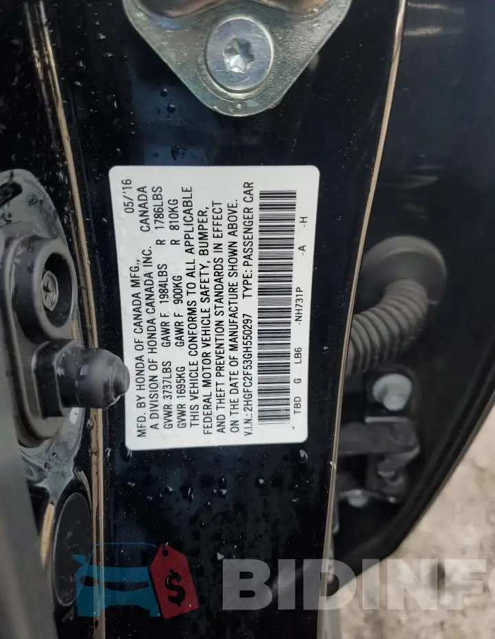 2HGFC2F53GH550297 Photo# 12