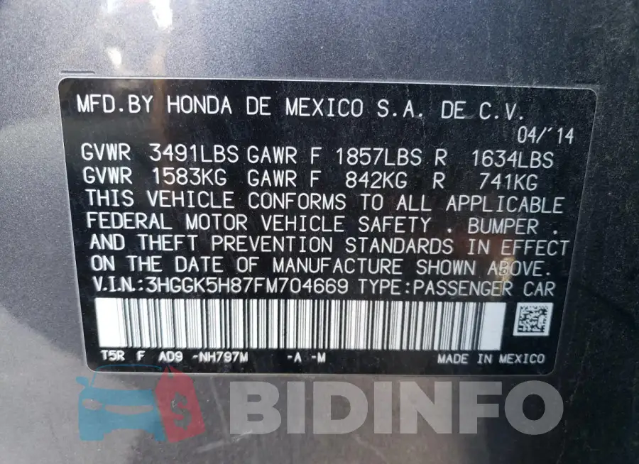 3HGGK5H87FM704669 Photo# 13