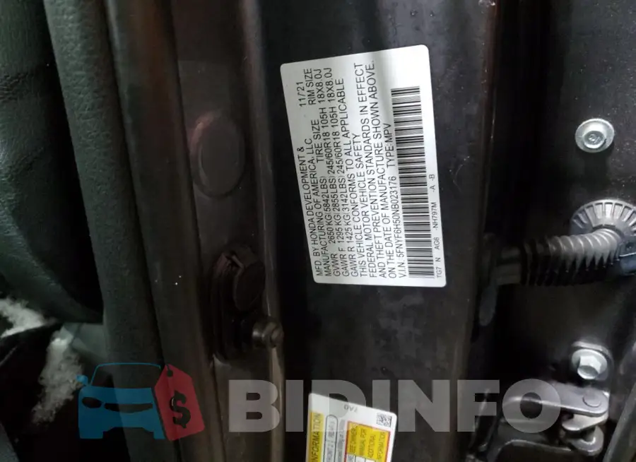 5FNYF6H50NB023176 Photo# 14