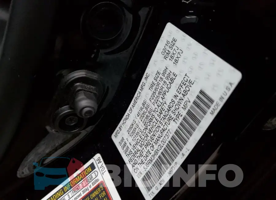 5J6RM3H9XGL007377 Photo# 13